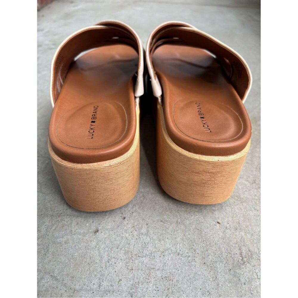 Lucky Brand Dikona Woven Leather Platform Sandals • Boho Wedge Slides • Size 8 - Picture 6 of 11